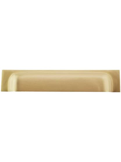 Rectangular Cast-Brass Bin Pull - 6 inch or 7 inch Center-to-Center in Satin Brass.
